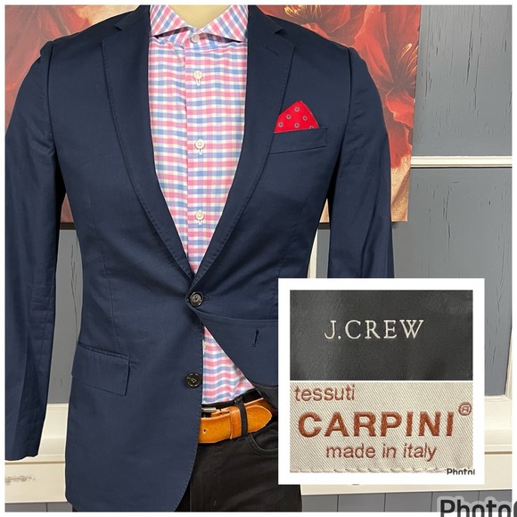 J. Crew Ludlow Blazer Jacket Sport Coat Mens 36R Cotton Navy